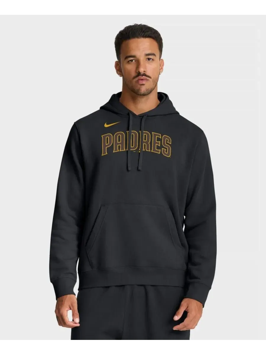 Худи с капюшоном, длинным рукавом, с принтом, San Diego Padres Club Nike — изображение 1 из 4, черный