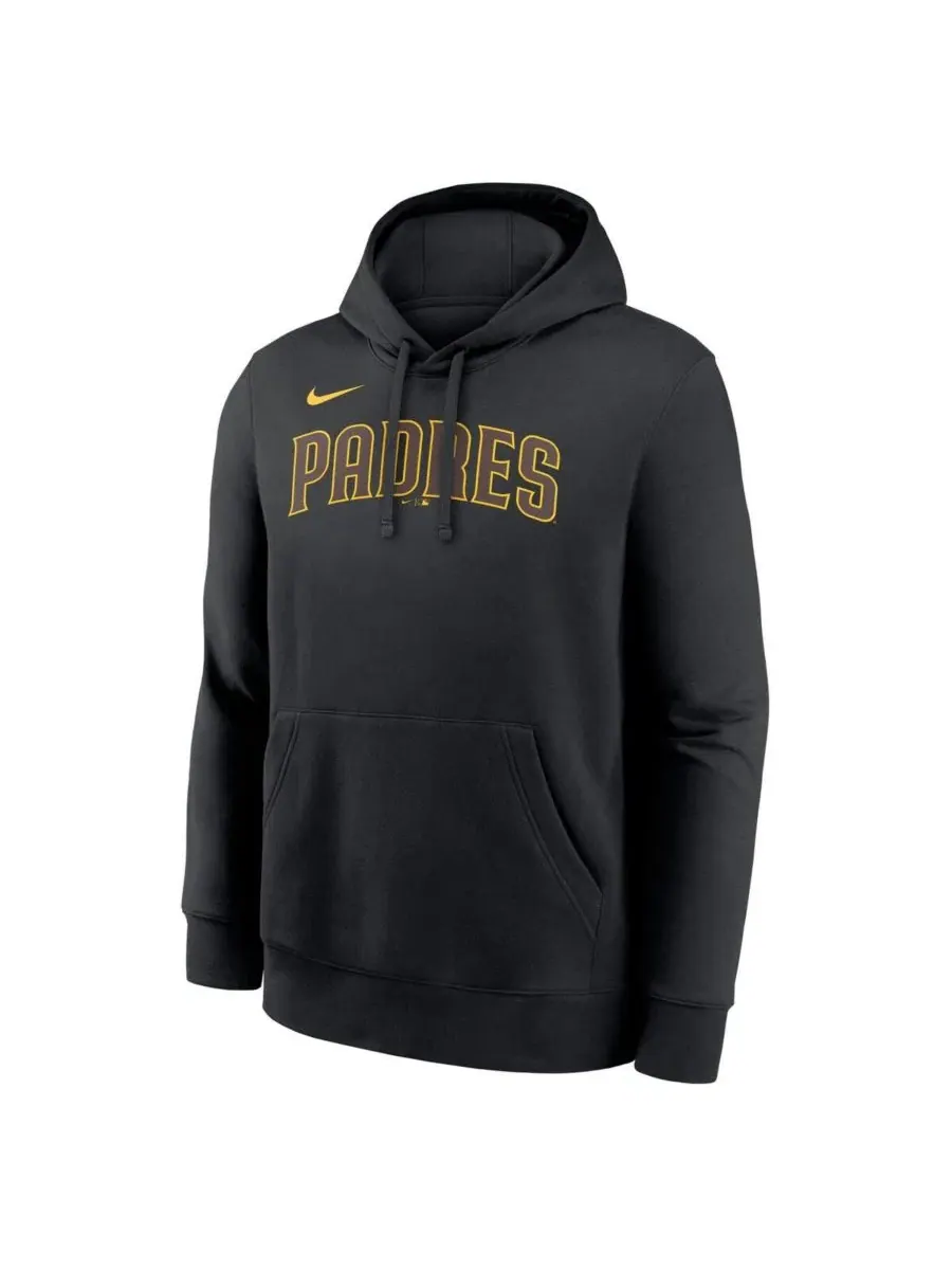 Худи с капюшоном, длинным рукавом, с принтом, San Diego Padres Club Nike — изображение 2 из 4, черный