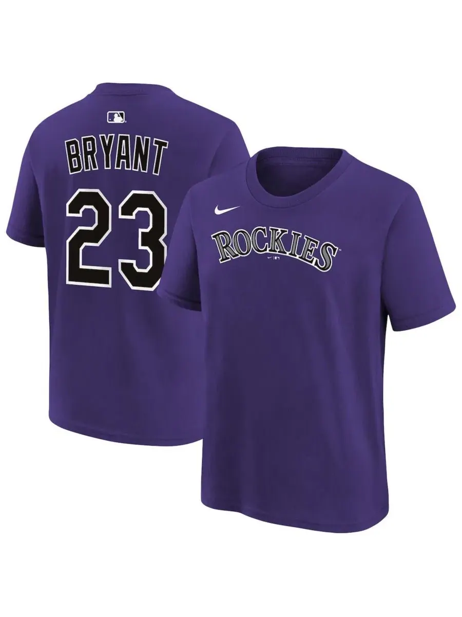 Футболка Kris Bryant Name & Number Purple Colorado Rockies Nike — изображение 1 из 3, фиолетовый