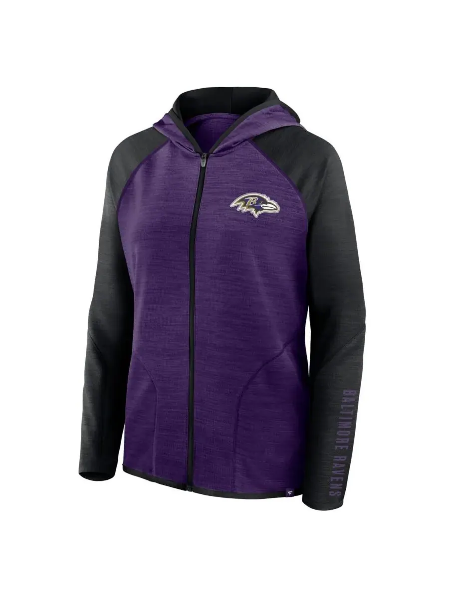 Fanatics Женская фиолетово-черная толстовка на молнии Baltimore Ravens Redzone End Around Pass с — изображение 2 из 3