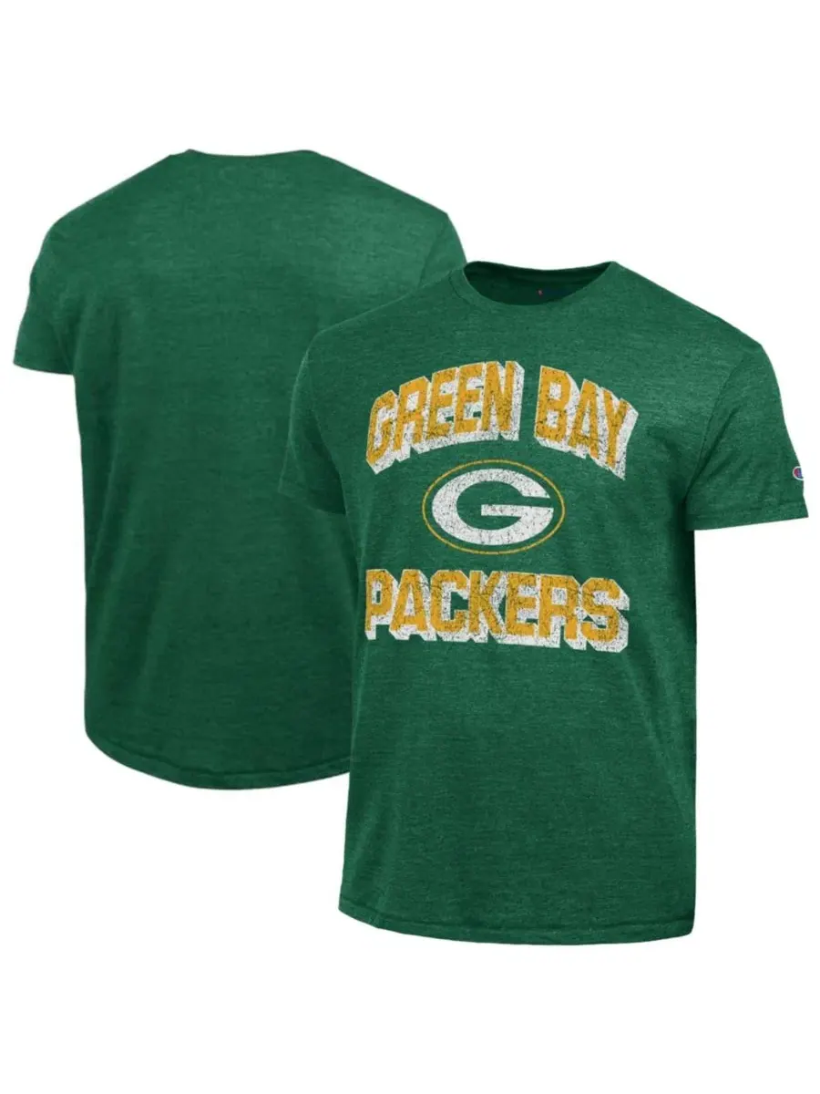 Футболка с принтом Ultimate Tri-Blend Green Bay Packers Champion — изображение 1 из 3, зеленый