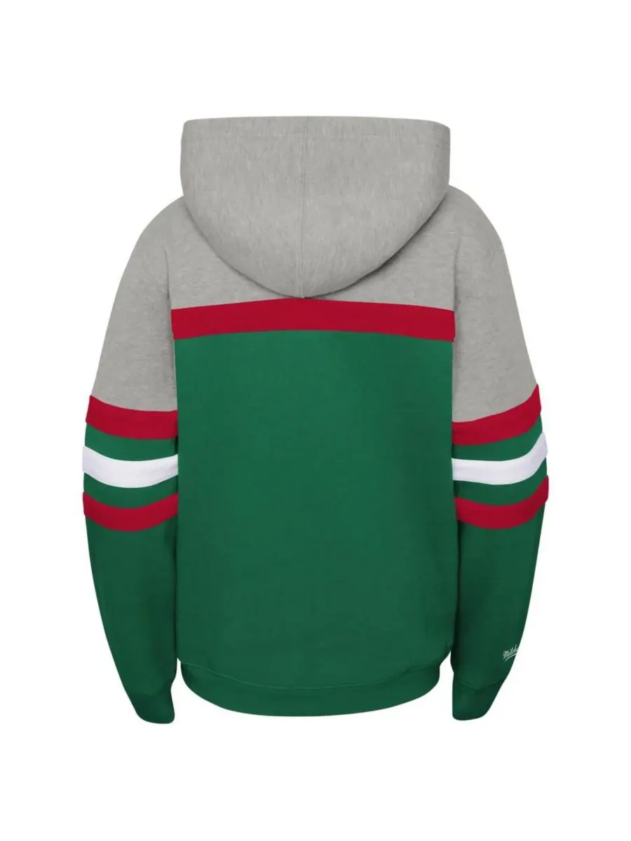 Mitchell & Ness Толстовка с капюшоном Big Boys and Girls Boys Heather Gray — изображение 2 из 3, серый зеленый