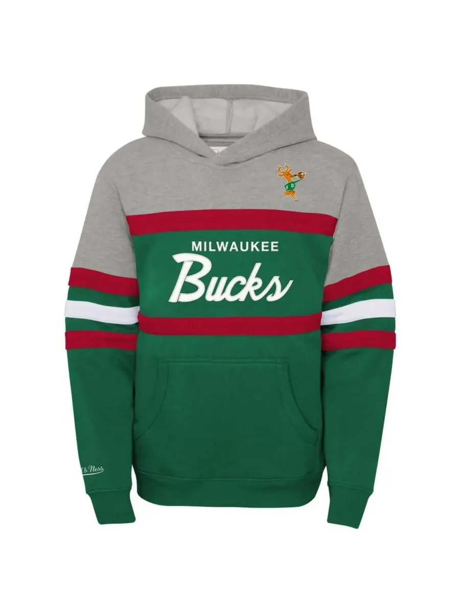 Mitchell & Ness Толстовка с капюшоном Big Boys and Girls Boys Heather Gray — изображение 3 из 3, серый зеленый