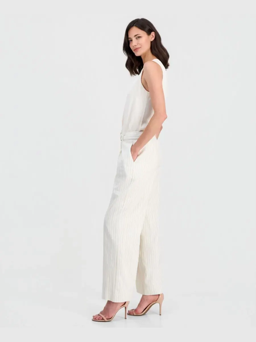 Брюки женские с высокой посадкой, широкие, с поясом, Natural Stripe T Tahari — изображение 2 из 4