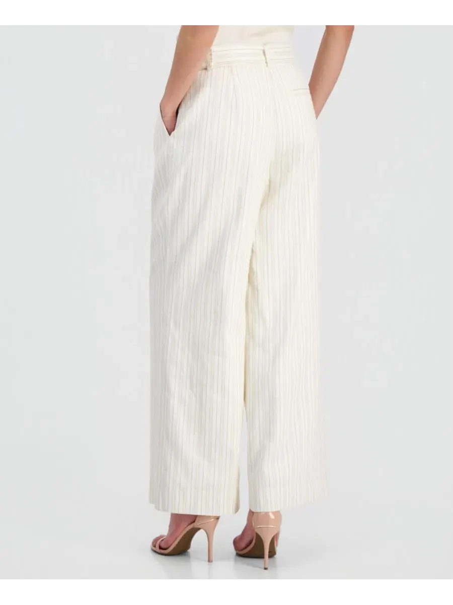 Брюки женские с высокой посадкой, широкие, с поясом, Natural Stripe T Tahari — изображение 4 из 4