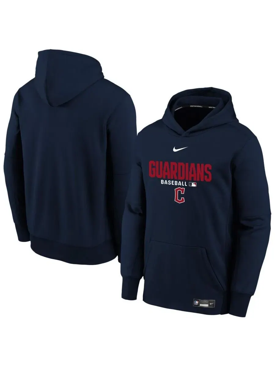Толстовка Big Boys and Girls Navy Cleveland Guardians Authentic Collection Therma-FIT Nike — изображение 1 из 3, темно-синий
