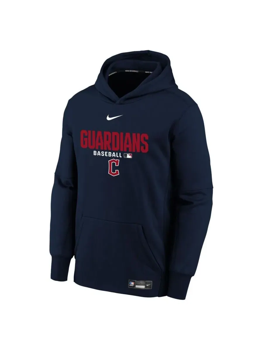 Толстовка Big Boys and Girls Navy Cleveland Guardians Authentic Collection Therma-FIT Nike — изображение 3 из 3, темно-синий
