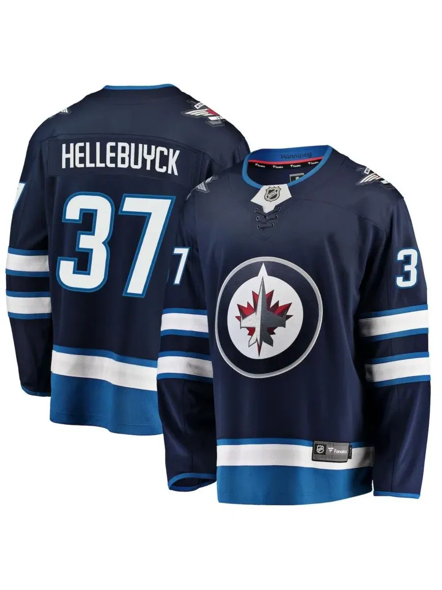 Джерси-реплика с длинным рукавом Connor Hellebuyck Fanatics — изображение 1 из 3, темно-синий