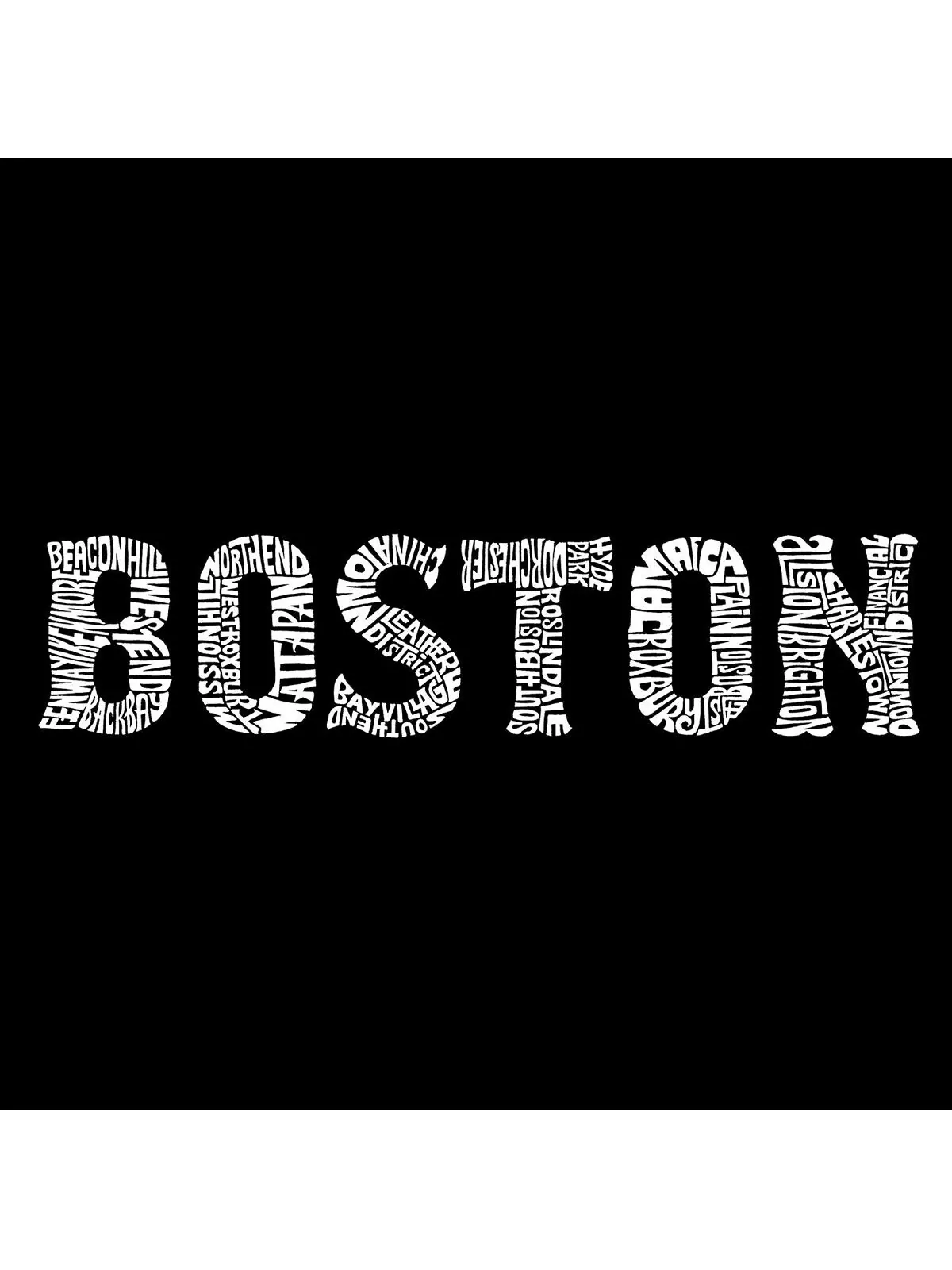 Мужская футболка с длинным рукавом word art - boston neighbourhoods LA Pop Art — изображение 2 из 2, черный