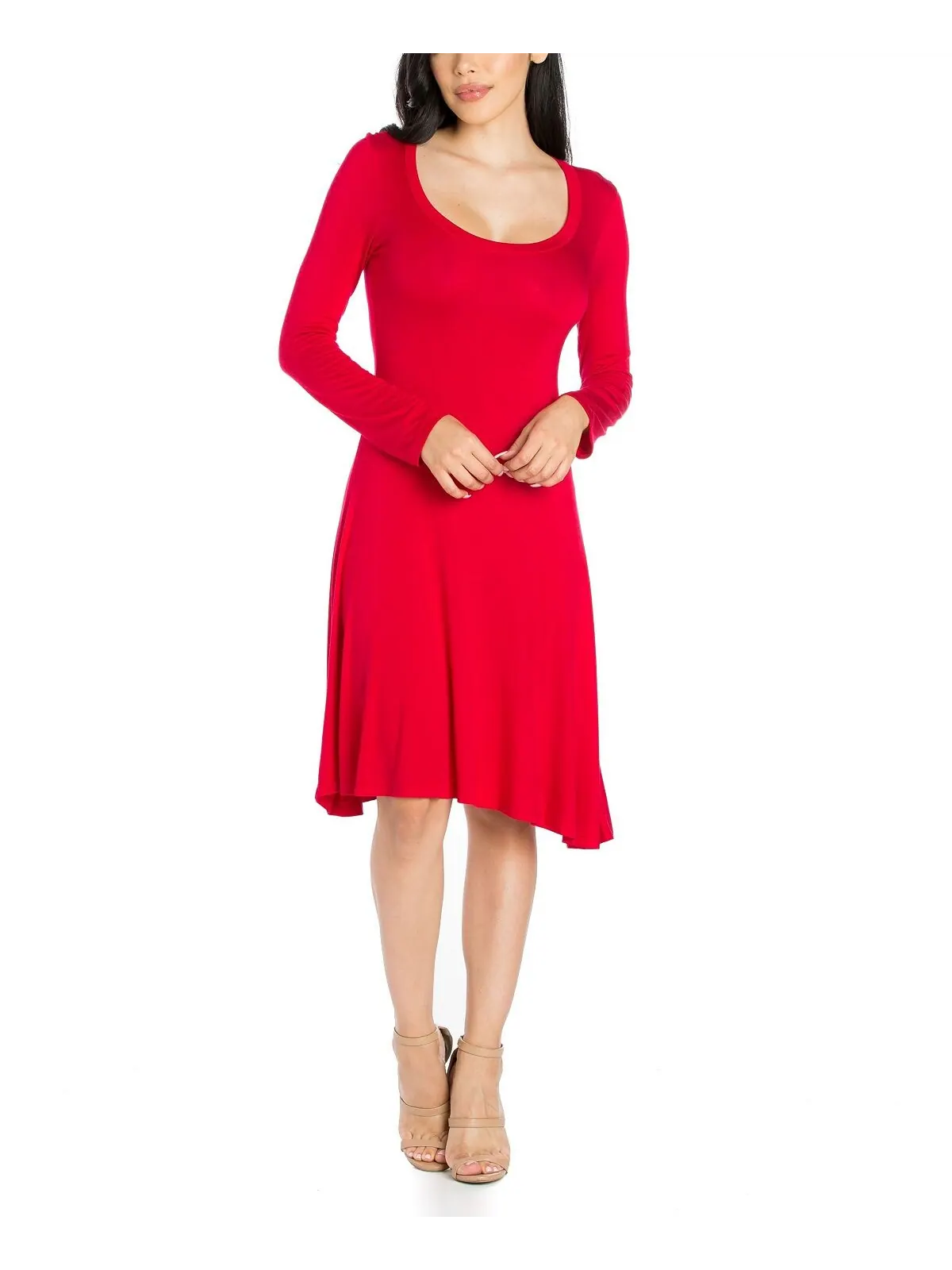 Женское классическое расклешенное мини-платье с длинными рукавами 24seven Comfort Apparel