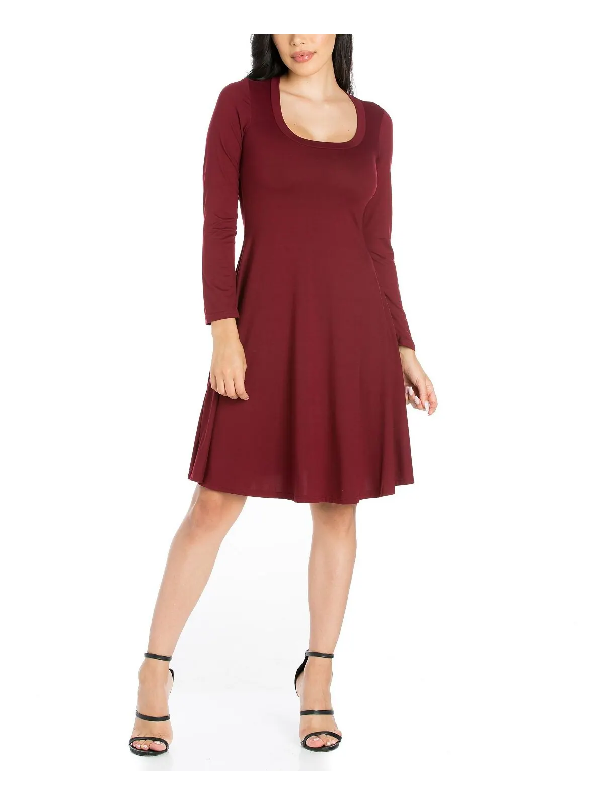 Женское классическое расклешенное мини-платье с длинными рукавами 24seven Comfort Apparel