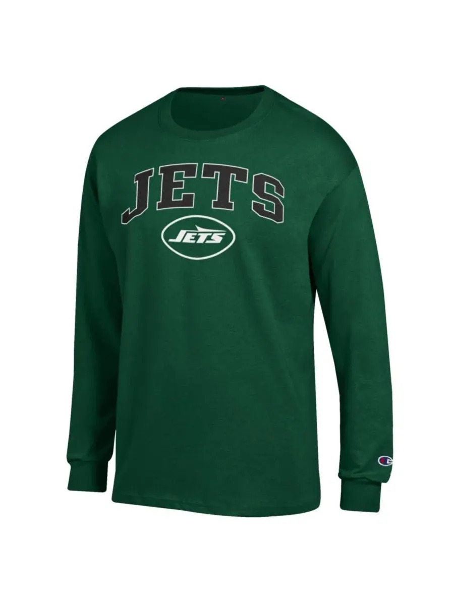 Футболка с длинным рукавом с принтом Arch Over Logo New York Jets Champion — изображение 2 из 3, зеленый