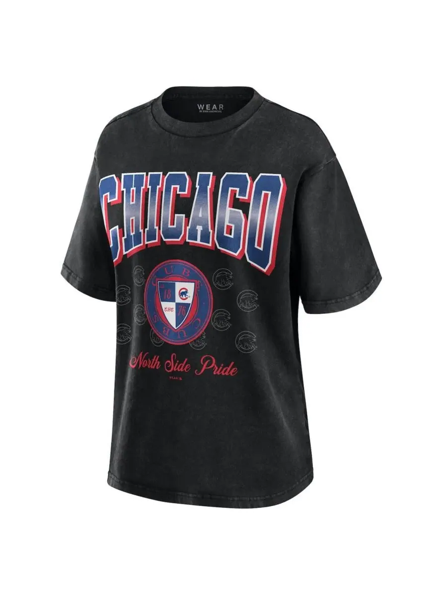 Футболка оверсайз с принтом Chicago Cubs WEAR by Erin Andrews — изображение 2 из 3, черный