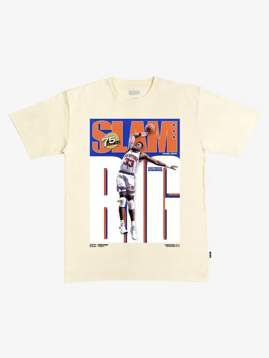 Футболка хлопковая с принтом Patrick Ewing Cream New York Knicks Hardwood Classics Cover Slam — изображение 1 из 1, бежевый