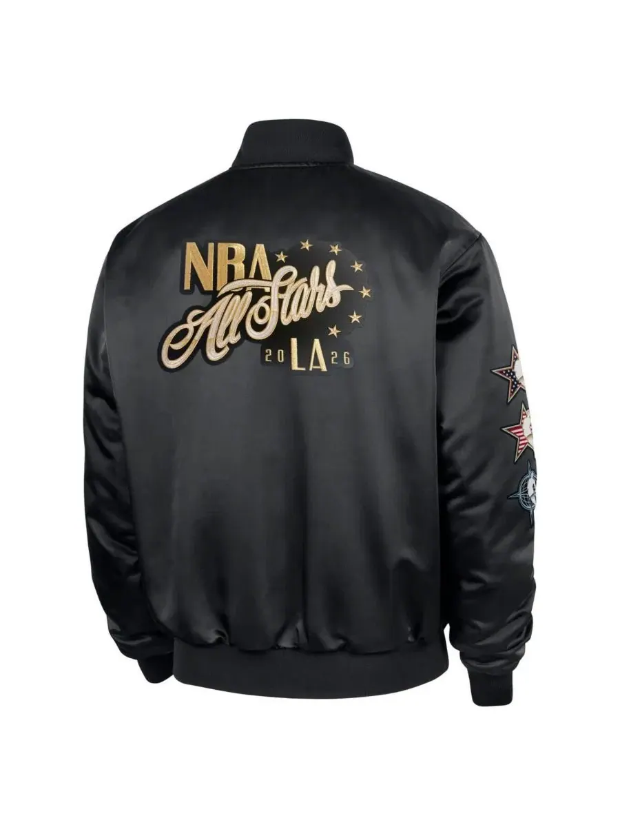 Куртка сатиновая с принтом NBA All-Star Game Nike — изображение 3 из 4, черный