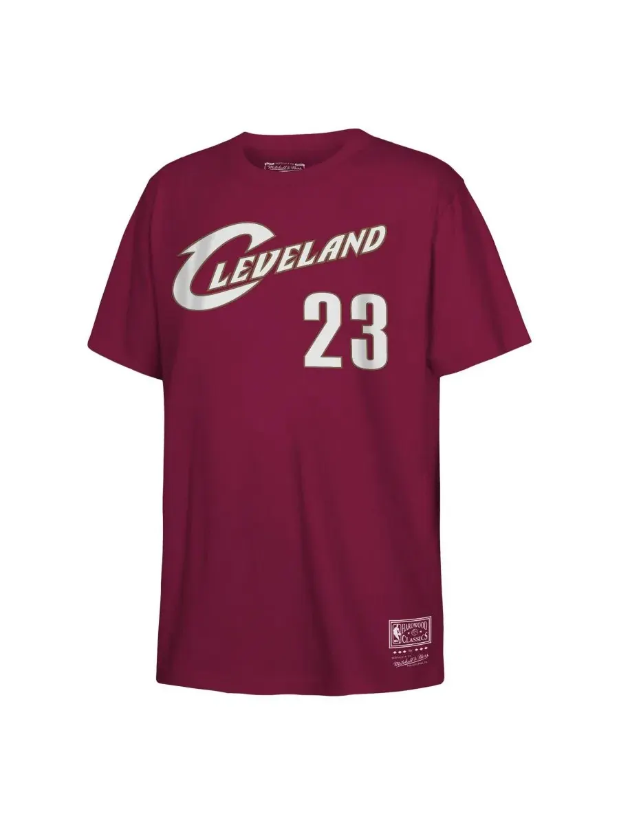Футболка с принтом LeBron James Wine Cleveland Cavaliers Hardwood Classics Name and Number Mitchell — изображение 2 из 3