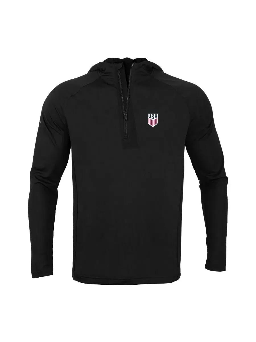 Толстовка на молнии с капюшоном, с четверть-молнией, с принтом, Zander LevelWear — изображение 2 из 3, черный