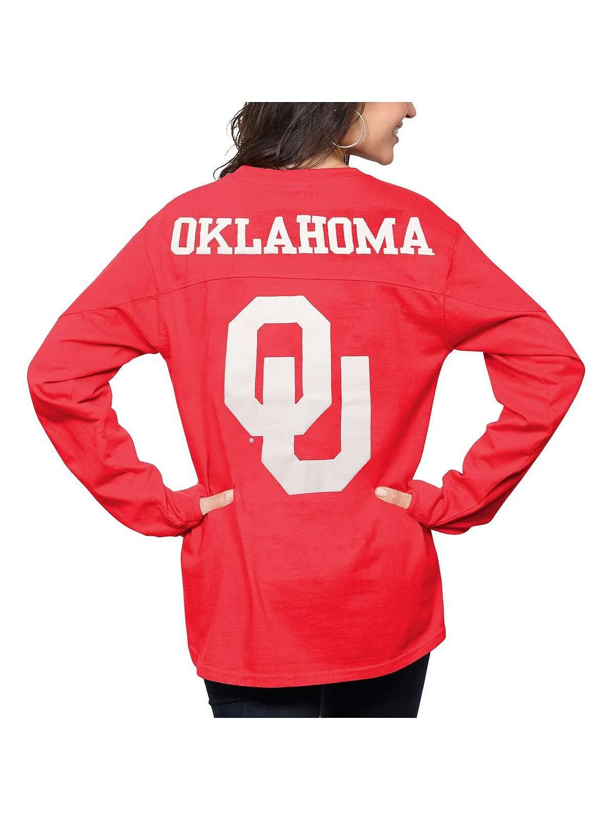 Женская малиновая футболка оверсайз с длинным рукавом Oklahoma Earlys The Big Shirt Pressbox — изображение 2 из 2, красный