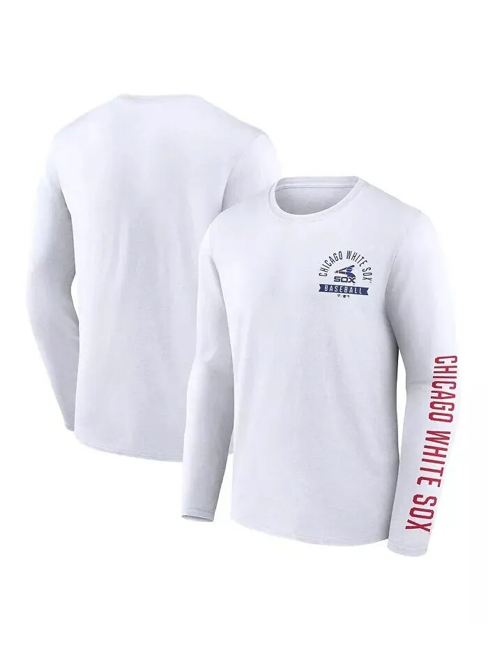 Мужская белая футболка с длинным рукавом Chicago White Sox Pressbox Fanatics — изображение 1 из 3