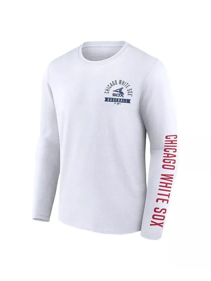 Мужская белая футболка с длинным рукавом Chicago White Sox Pressbox Fanatics — изображение 3 из 3