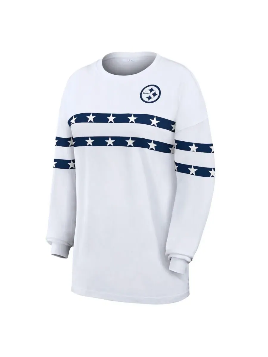 Футболка с длинным рукавом с принтом Pittsburgh Steelers Americana Stripe WEAR by Erin Andrews — изображение 2 из 6, белый
