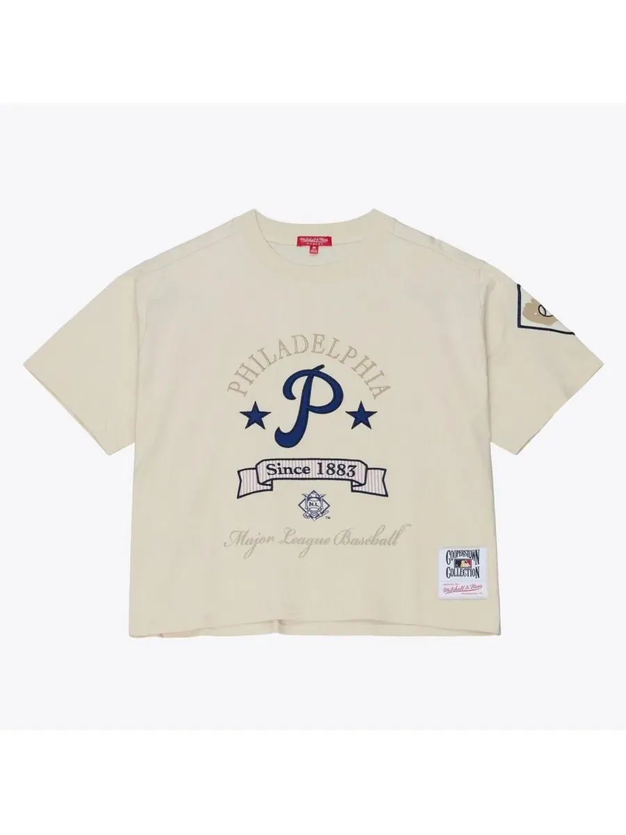 Футболка с укороченным кроем, с аппликацией, Cooperstown Yacht Rock Boxy Cropped Mitchell & Ness — изображение 2 из 5