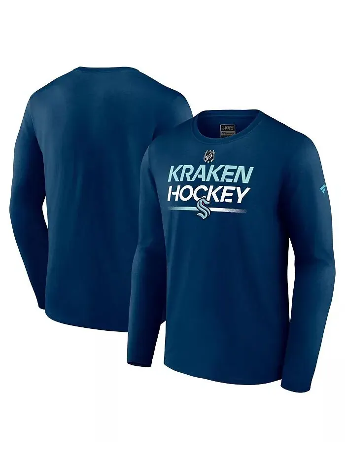 Футболка мужская темно-синяя Seattle Kraken Authentic Pro Primary с длинным рукавом Fanatics — изображение 1 из 3