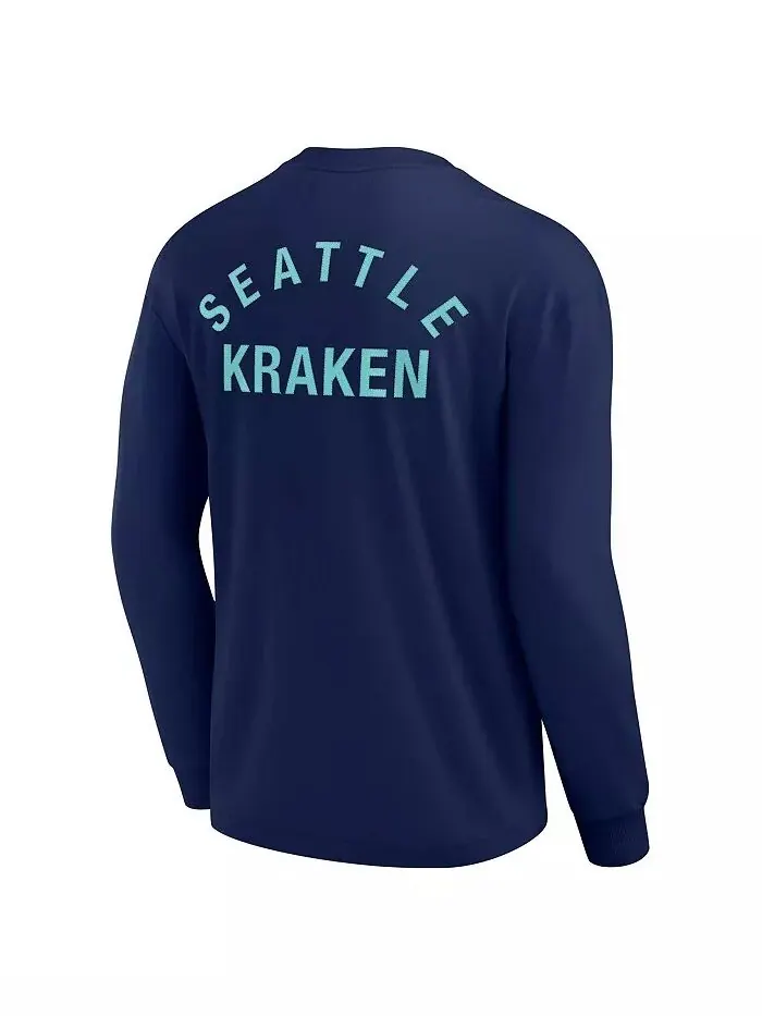 Футболка с длинным рукавом Seattle Kraken супермягкая для мужчин и женщин цвета Deep Sea Blue — изображение 3 из 3