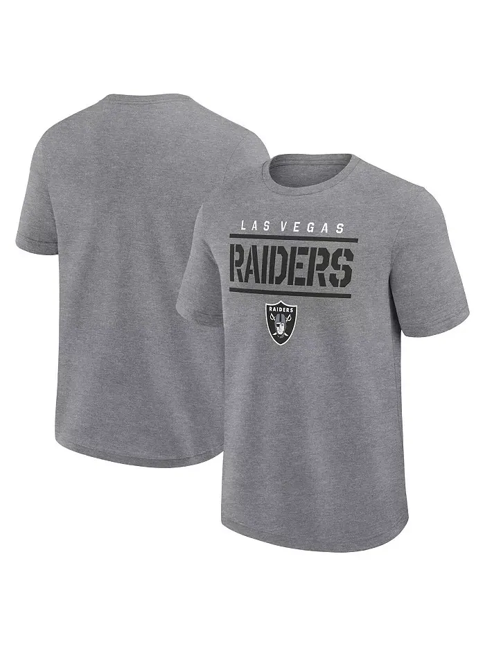 Мужская футболка Big Tall Top Notch Las Vegas Raiders в сером меланже Fanatics — изображение 1 из 3
