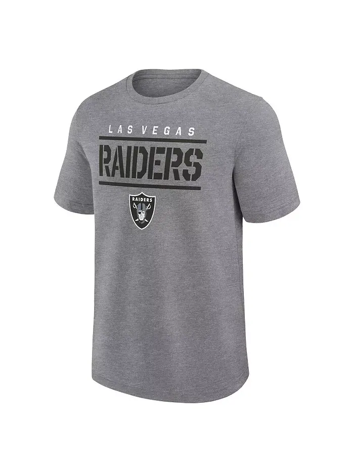 Мужская футболка Big Tall Top Notch Las Vegas Raiders в сером меланже Fanatics — изображение 2 из 3