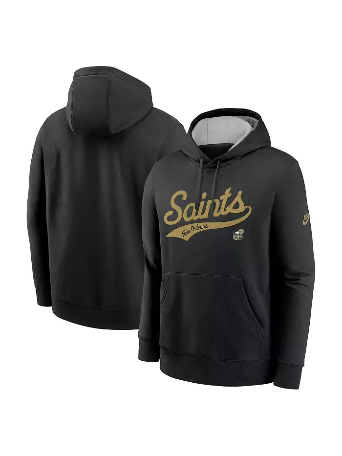 Мужская черная толстовка с капюшоном New Orleans Saints Rewind Club Logo Nike — изображение 1 из 3