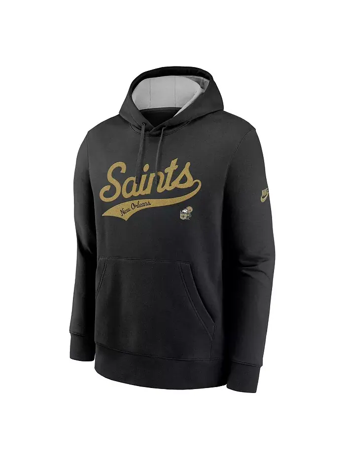 Мужская черная толстовка с капюшоном New Orleans Saints Rewind Club Logo Nike — изображение 3 из 3