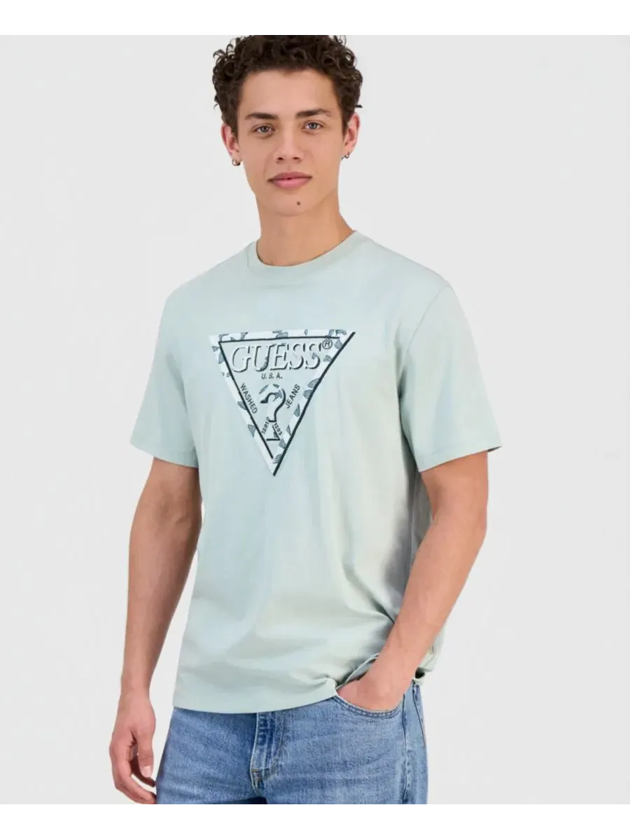 Футболка с вышивкой Triangle Leaves Embroidery GUESS, Sweet Mint