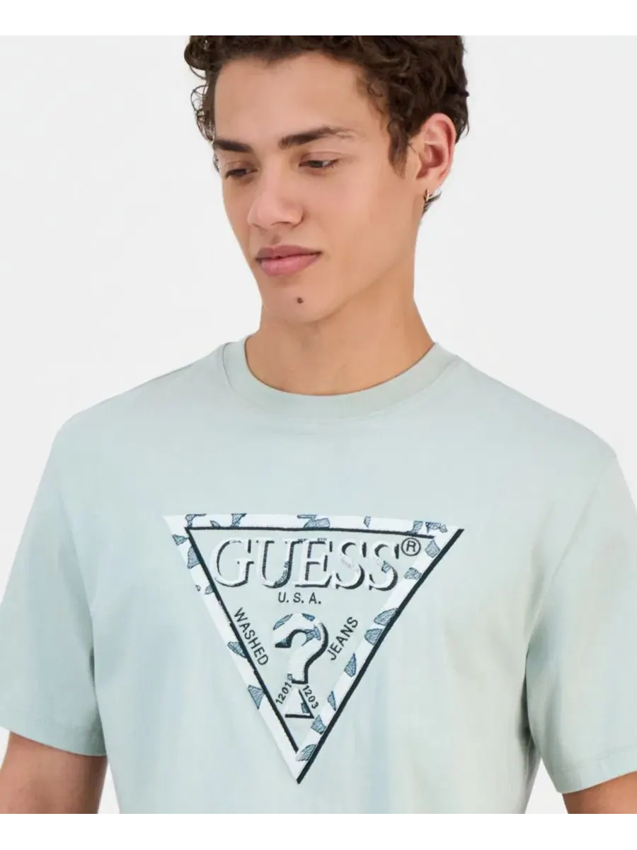 Футболка с вышивкой Triangle Leaves Embroidery GUESS, Sweet Mint — изображение 3 из 4