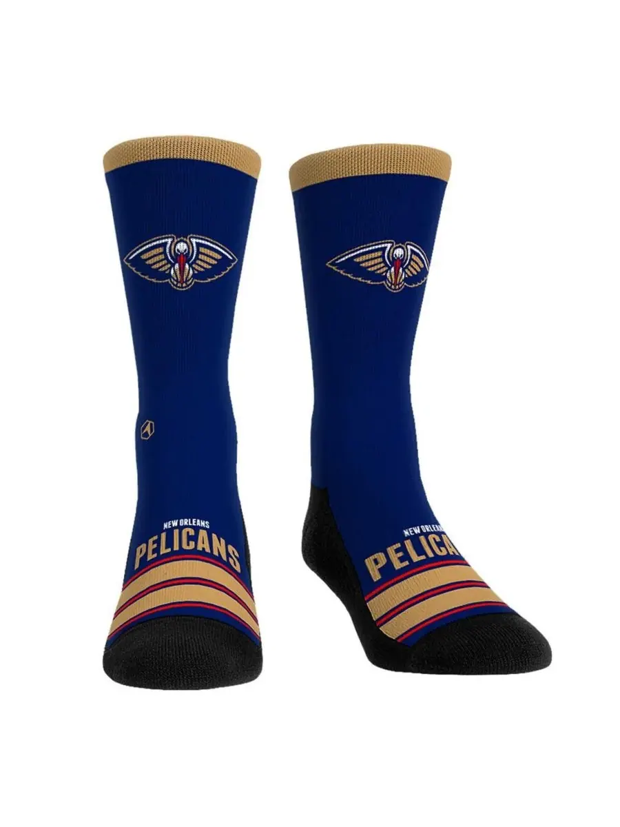 Мужские и женские носки New Orleans Pelicans Gametime Stripe Crew Socks Rock 'Em — изображение 1 из 1, темно-синий