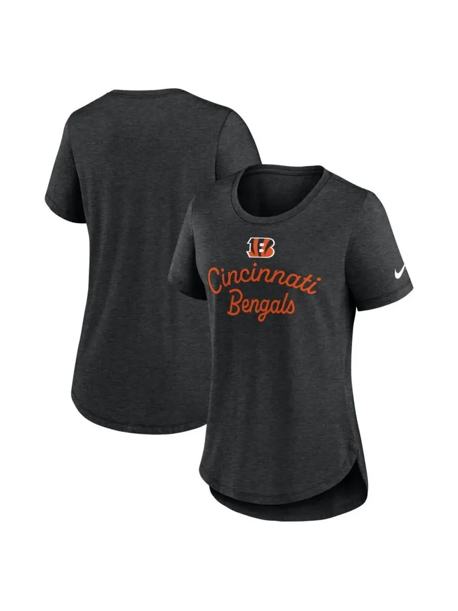 Nike Женская черная футболка Cincinnati Bengals Script Tri-Blend — изображение 1 из 3, черный