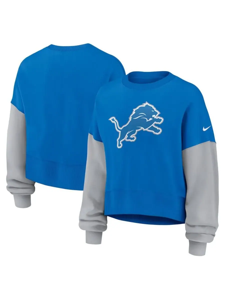 Nike Женская синяя толстовка-пуловер Detroit Lions оверсайз с цветными блоками — изображение 1 из 3, синий