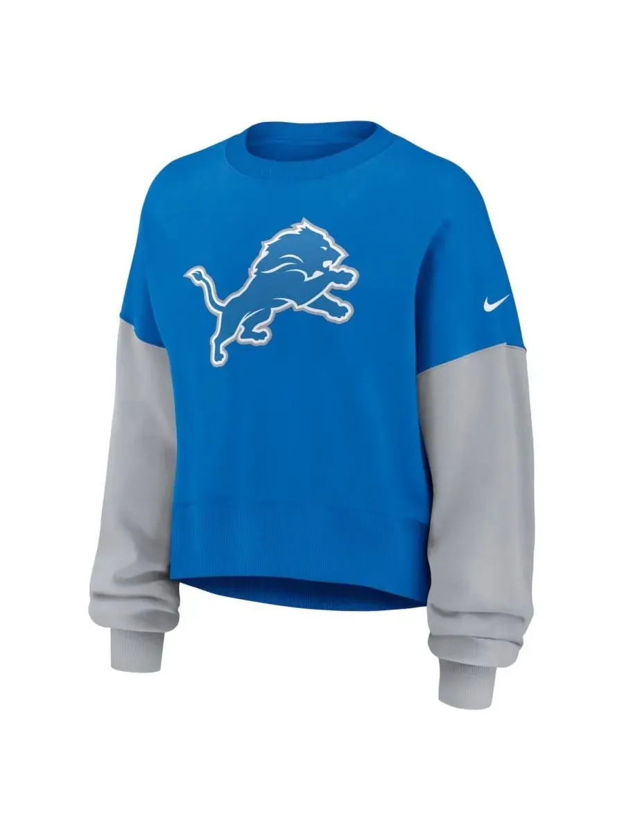Nike Женская синяя толстовка-пуловер Detroit Lions оверсайз с цветными блоками — изображение 2 из 3, синий