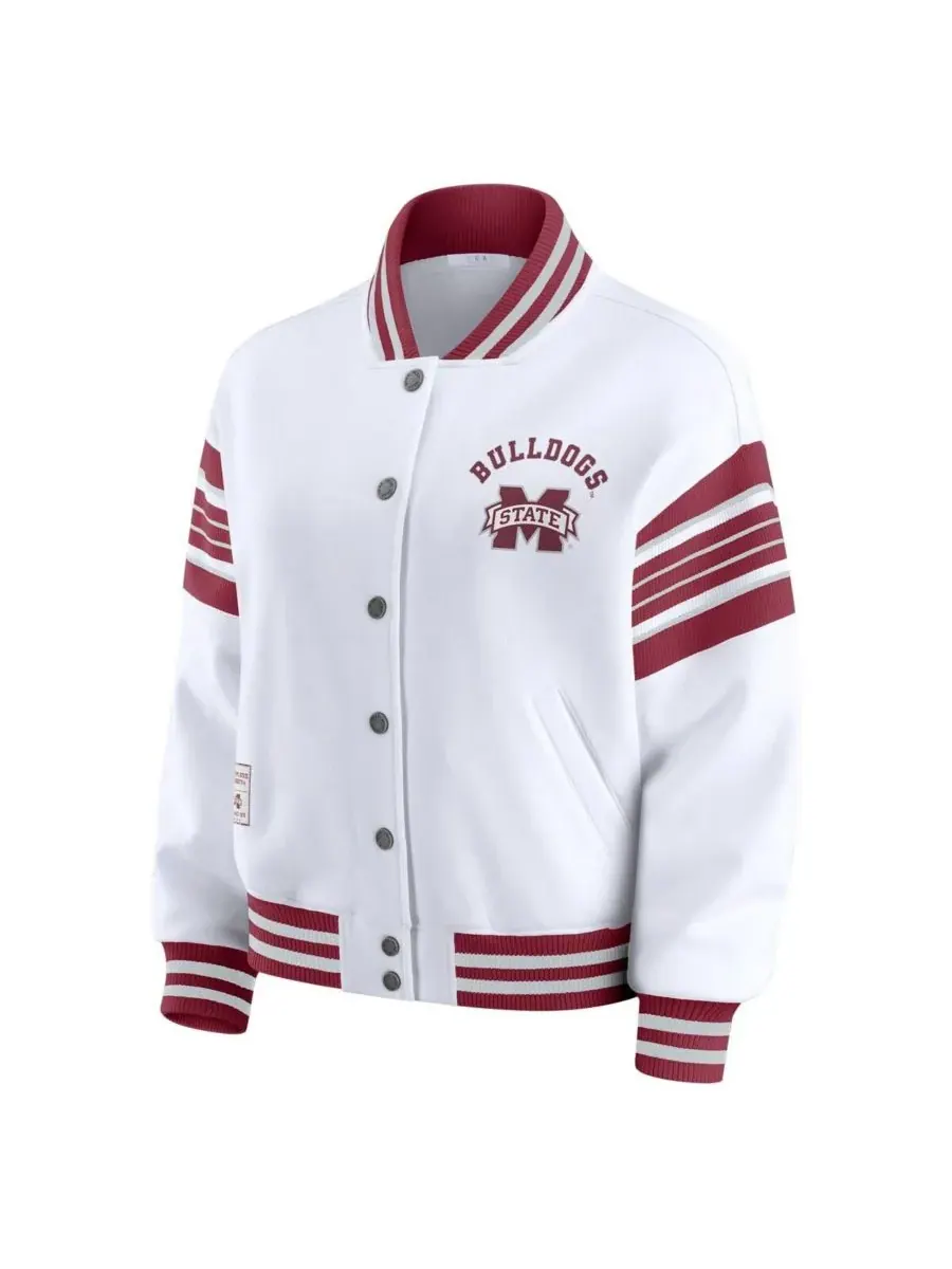 WEAR by Erin Andrews Женская белая/бордовая флисовая толстовка-куртка Mississippi State Bulldogs с — изображение 2 из 3