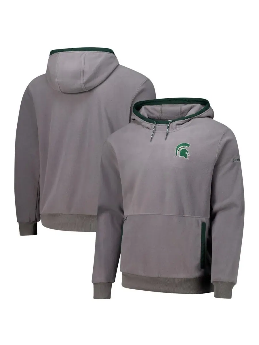 Columbia Мужская серая флисовая толстовка с капюшоном Michigan State Spartans Flanker — изображение 1 из 3, серый