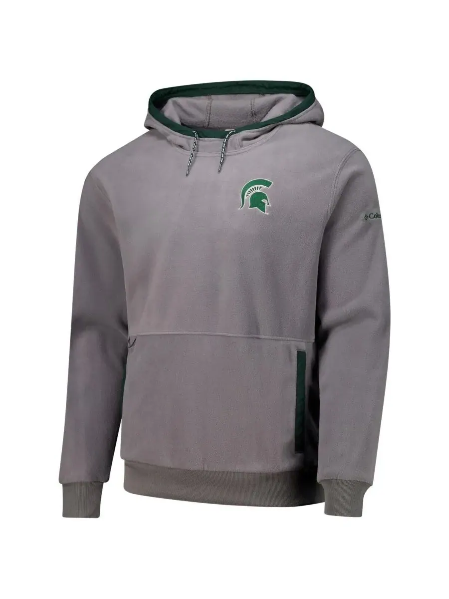 Columbia Мужская серая флисовая толстовка с капюшоном Michigan State Spartans Flanker — изображение 2 из 3, серый