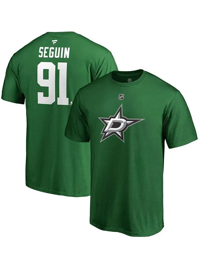 Мужская зеленая футболка с именем и номером команды Tyler Seguin Kelly Dallas Stars Team Fanatics — изображение 1 из 3