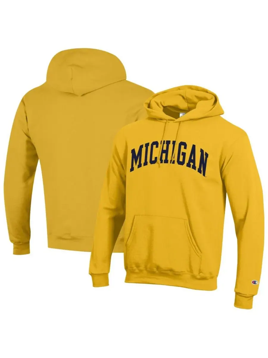 Мужская флисовая толстовка с капюшоном "Maize Michigan Wolverines" Basic Arch Champion — изображение 1 из 3, желтый