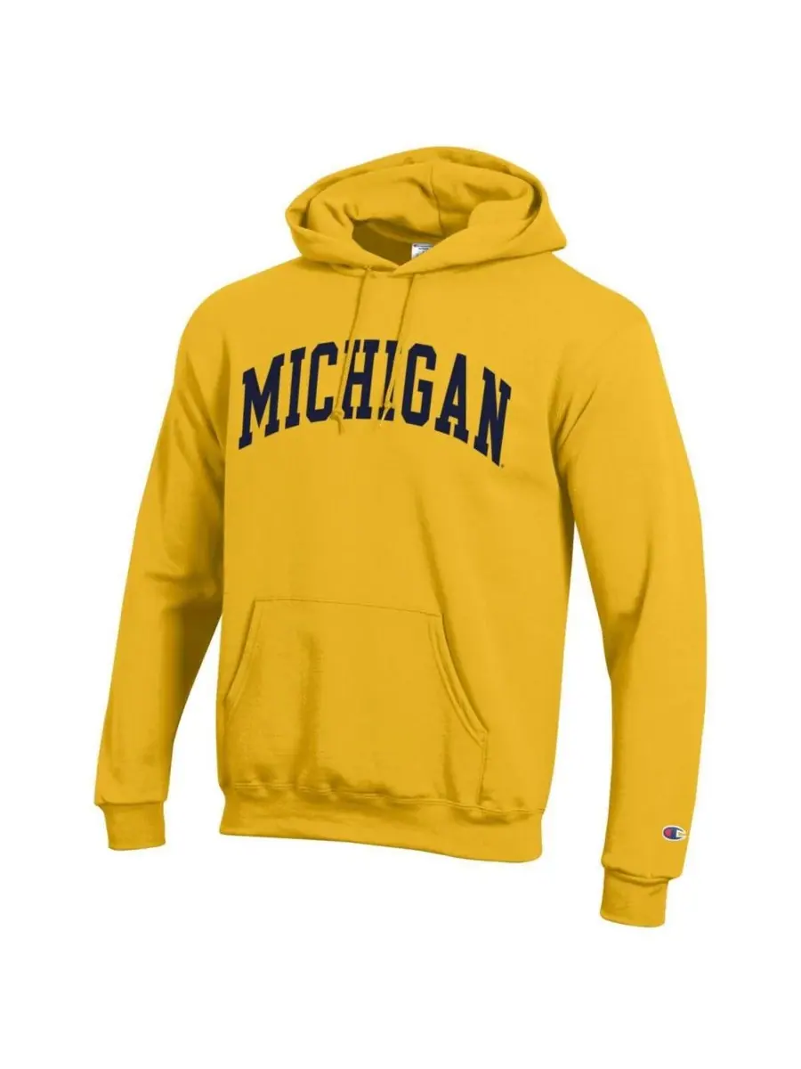 Мужская флисовая толстовка с капюшоном "Maize Michigan Wolverines" Basic Arch Champion — изображение 2 из 3, желтый