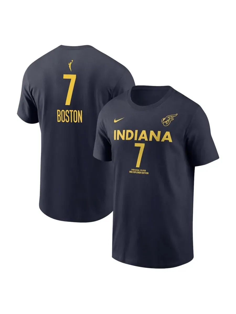 Nike Мужская и женская футболка Aliyah Boston Navy Indiana Fever Explorer Edition с именной и — изображение 1 из 3