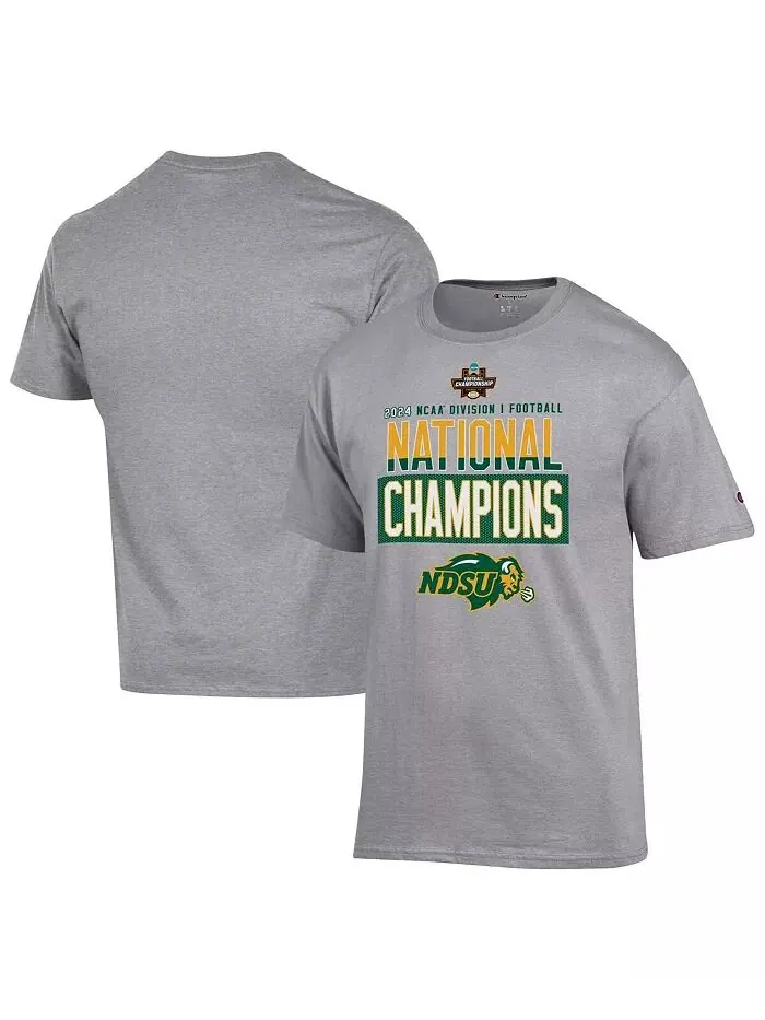 Футболка мужская серая NDSU Bison 2024 NCAA FCS Football National Champions для раздевалки — изображение 1 из 3