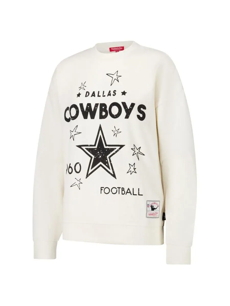 Mitchell & Ness Женская кремовая легкая толстовка с логотипом Dallas Cowboys 3.0 — изображение 2 из 3, бежевый
