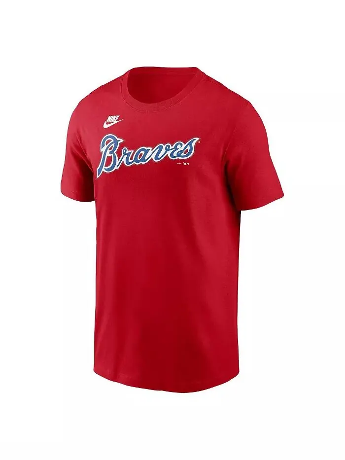 Мужская красная футболка с надписью Atlanta Braves Cooperstown Nike — изображение 2 из 3