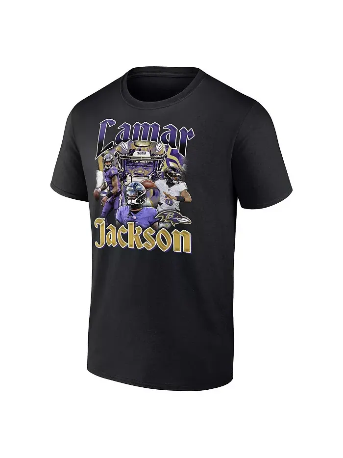 Мужская футболка с графическим принтом Lamar Jackson Black Baltimore Ravens Notorious Player — изображение 4 из 4