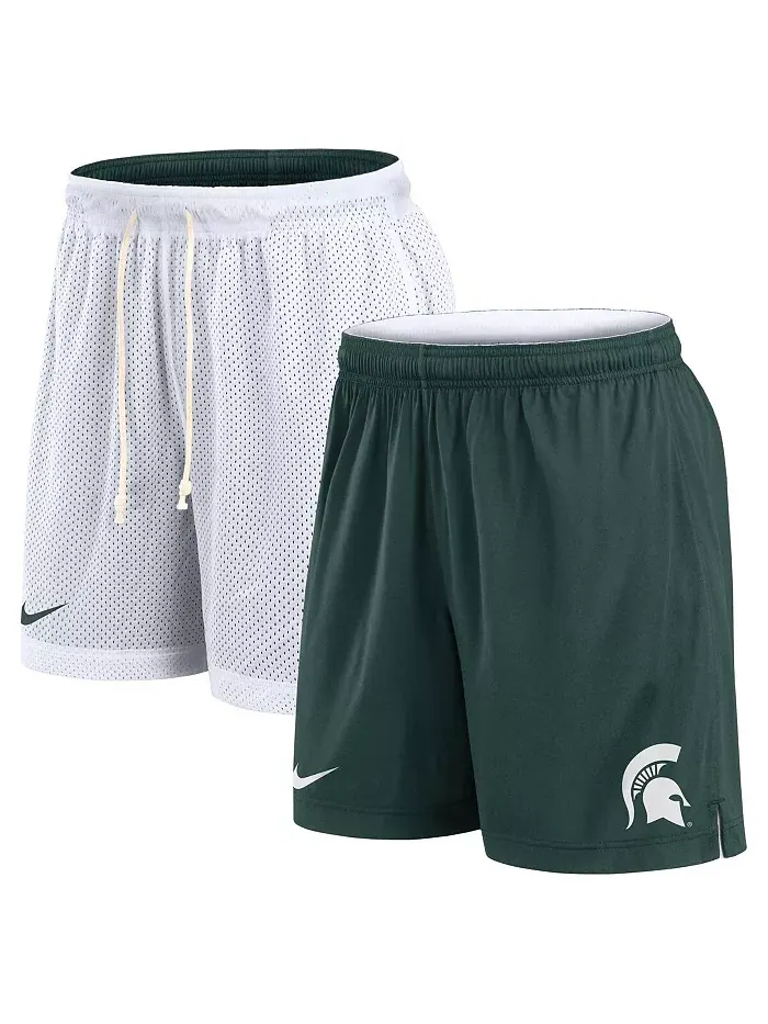 Мужские бело-зеленые реверсивные шорты для тренировок Michigan State Spartans Primetime Nike — изображение 1 из 5